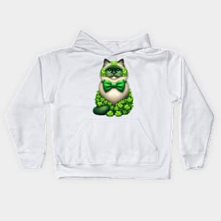 Clover Birman Cat St Patricks Day Kids Hoodie